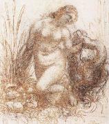 Leonardo  Da Vinci Study for a kneeling Leda Sweden oil painting artist